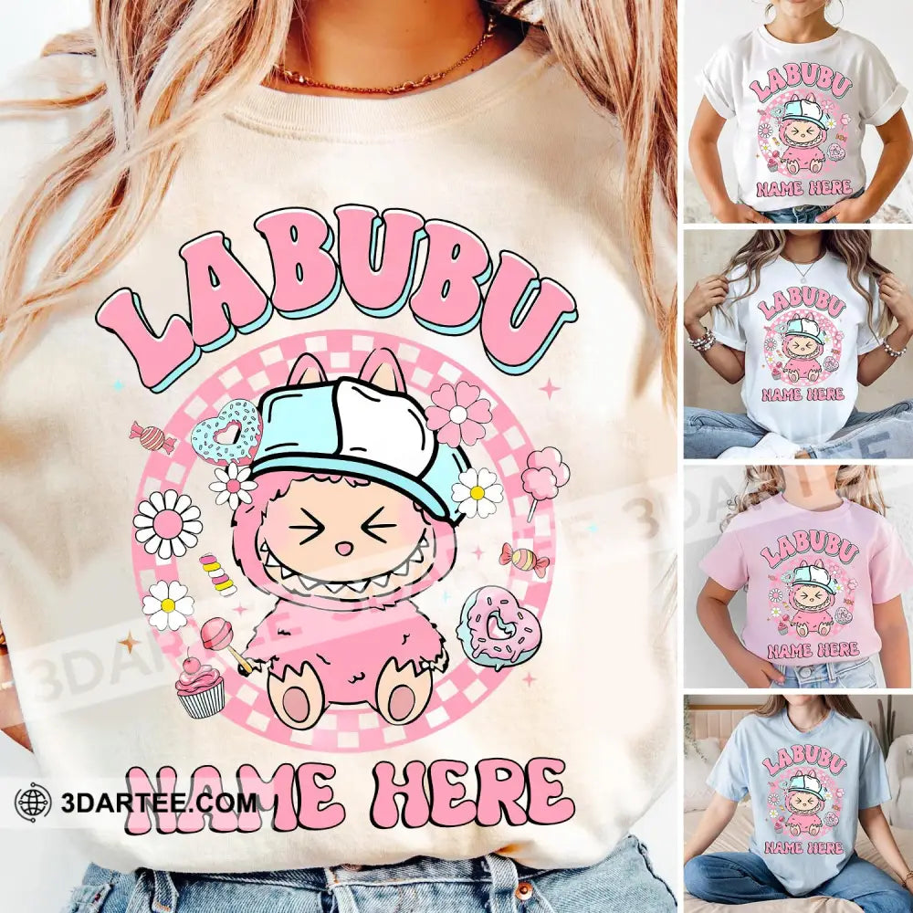 Kid And Adult T-Shirt - Custom The Monsters Labubu T-Shirt Cute Pink Labubu Monsters Cute Collectible Gift Kid T-shirt