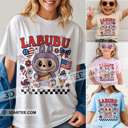Kid And Adult T-Shirt - The Monsters Labubu T-Shirt America Labubu Monsters Cute Collectible Gift Kid T-shirt / Black