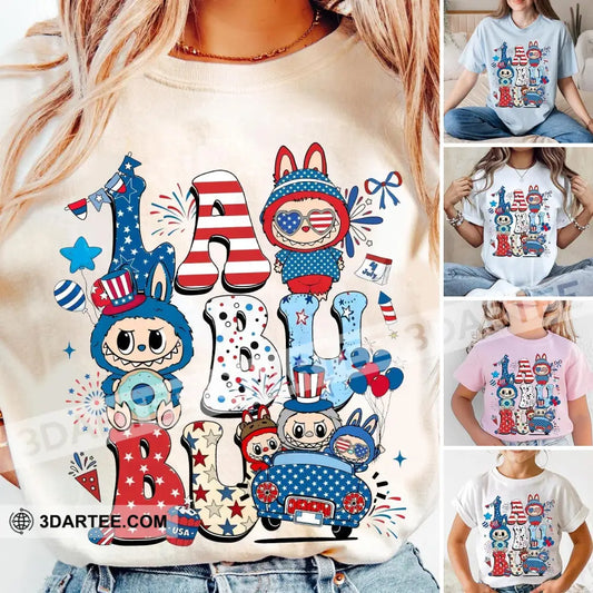 Kid And Adult T-Shirt - The Monsters Labubu T-Shirt America Design Labubu Cute Collectible Gift Kid T-shirt / Black